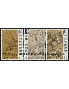 SELLOS FORMOSA 1966 - PINTURAS DE LA CHINA ANTIGUA - 3 VALORES - CORREO