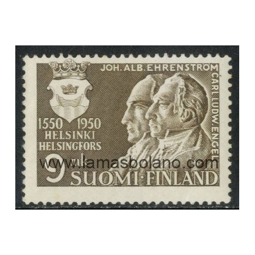 SELLOS FINLANDIA 1950 - HELSINKI 4 CENTENARIO - J.A. EHRENSTROM - C.L. ENGEL - 1 VALOR - CORREO