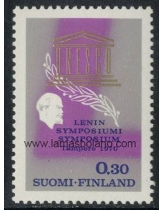 SELLOS FINLANDIA 1970 - UNESCO - SIMPOSIO DE LENIN EN TAMPERE - 1 VALOR - CORREO