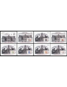 SELLOS ESPAÑA 2000 - 150 ANIVERSARIO DEL PRIMER SELLO ESPAÑOL. HOJAS BLOQUE PROCEDENTES DE CARNET - 8 VALORES