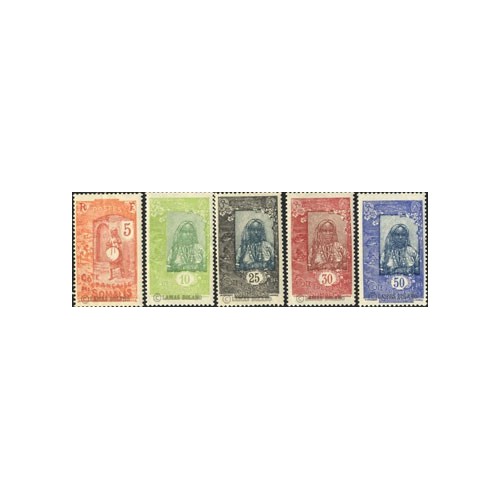 SELLOS DE COSTA DE SOMALIA 1922/1924 - MISMOS TIPOS CRUZ ROJA DE 1915  - 5 VALORES