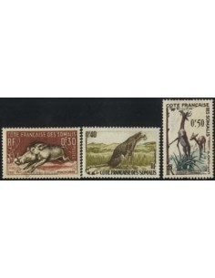 SELLOS DE COSTA DE SOMALIA 1958 - FAUNA - 3 VALORES