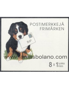 SELLOS FINLANDIA 1998 - CACHORROS DE PERROS - FAUNA - CARNET 8 VALORES - CORREO 2