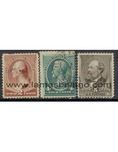 SELLOS ESTADOS UNIDOS 1882-83 - WASHINGTON, ANDREW JACKSON, J. GARFIELD - 3 VALORES MATASELLADOS - CORREO