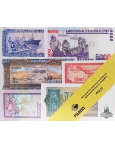 BILLETES MUNDIALES - PESCA - 6 BILLETES DE BANCO NUEVOS