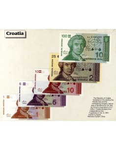 BILLETES CROACIA - 5 BILLETES DIFERENTES - SC/UNC