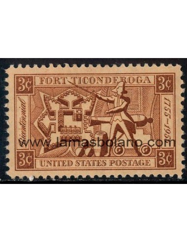SELLOS ESTADOS UNIDOS 1955 - FUERTE TICONDEROGA BICENTENARIO - 1 VALOR - CORREO