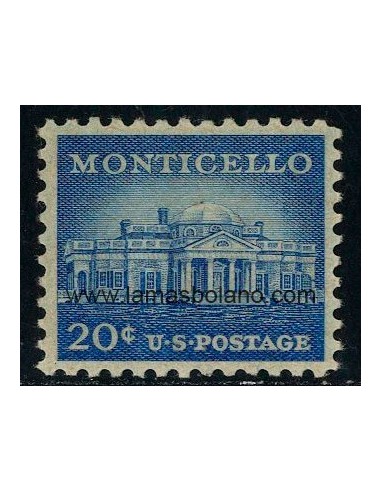 SELLOS ESTADOS UNIDOS 1956 - CASA DE THOMAS JEFFERSON EN MONTICELLO - 1 VALOR - CORREO