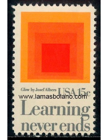 SELLOS ESTADOS UNIDOS 1980 - EDUCACION PERMANENTE, PINTURA ABSTRACTA DE JOSEF ALBERS - 1 VALOR - CORREO