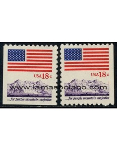 SELLOS ESTADOS UNIDOS 1981 - BANDERA Y MONTAÑA - 2 VALORES - CORREO