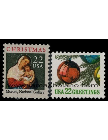 SELLOS ESTADOS UNIDOS 1987 - NAVIDAD - 2 VALORES - CORREO