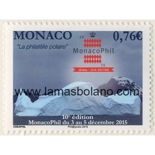 SELLOS MONACO 2015 - EXPOSICION MONACOPHIL - 1 VALOR - CORREO 