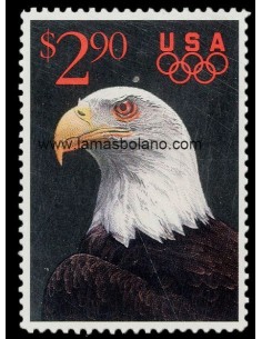 SELLOS ESTADOS UNIDOS 1991 - CABEZA DE AGUILA Y ANILLOS OLIMPICOS - 1 VALOR - CORREO