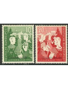 SELLOS ALEMANIA FEDERAL 1952 - EN BENEFICIO DE LAS OBRAS POR LA JUVENTUD - 2 VALORES