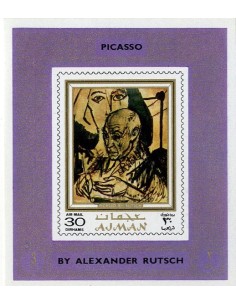 SELLOS DE AJMAN - PICASSO POR ALEXANDER RUTSCH - HOJITA BLOQUE