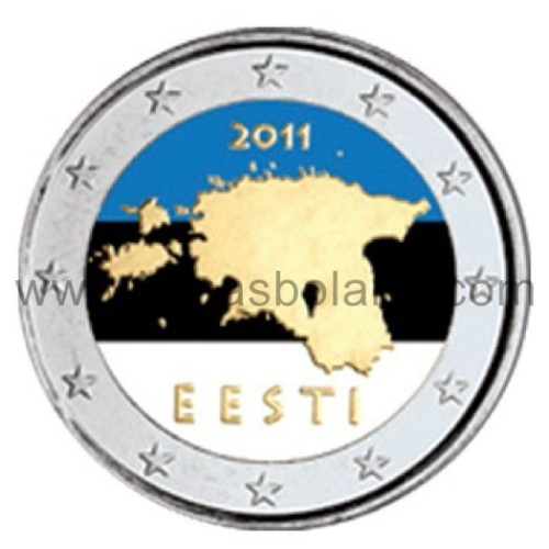 MONEDA 2 EUROS COLOR ESTONIA 2011 - MAPA DE ESTONIA INCORPORACION A LA U.E.