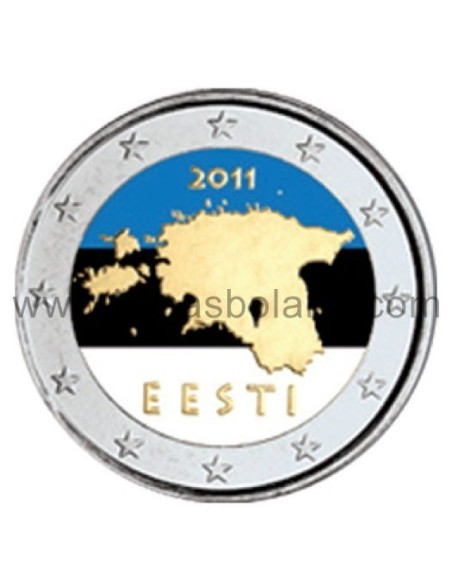 MONEDA 2 EUROS COLOR ESTONIA 2011 - MAPA DE ESTONIA INCORPORACION A LA U.E.
