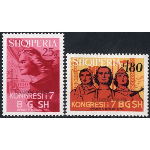 SELLOS DE ALBANIA 1973 - CONGRESO DE LA UNION DE MUJERES ALBANESAS - 2 VALORES