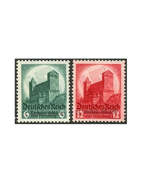 SELLOS ALEMANIA IMPERIO 1934 - 2º CONGRESO DE NUREMBERG - 2 VALORES 