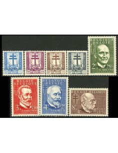 SELLOS BELGICA 1953 - EN BENEFICIO DE OBRAS TUBERCULOSAS - 8 VALORES 