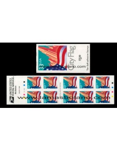 SELLOS ESTADOS UNIDOS 1999 - CIUDAD Y BANDERA - CARNET 10 VALORES AUTOADHESIVO - CORREO