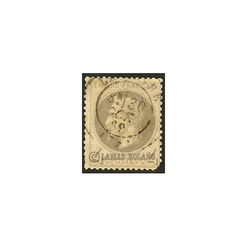 SELLOS FRANCIA 1863 - NAPOLEON III LAUREADO - 1 VALOR MATASELLADO CON FIJASELLO 