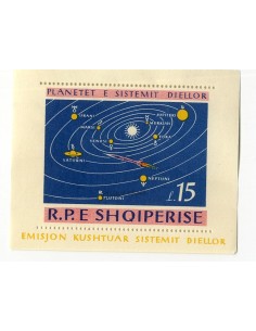 SELLOS DE ALBANIA 1964 - PLANETAS DEL SISTEMA SOLAR - HOJITA BLOQUE