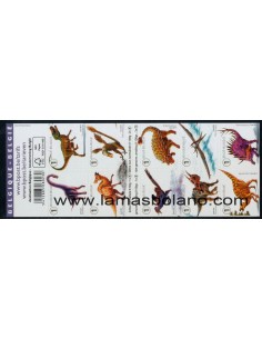SELLOS BÉLGICA 2015 - FAUNA PREHISTÓRICA - 10 VALORES AUTOADHESIVOS EN CARNÉ - CORREO 