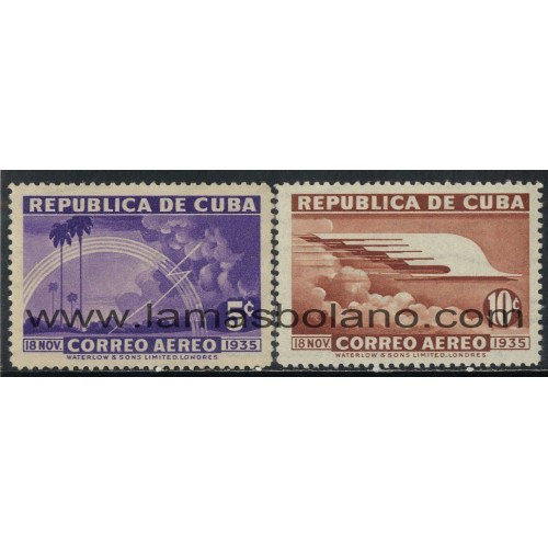 SELLOS CUBA 1936 - GENERAL MAXIMO GOMEZ CENTENARIO DEL NACIMIENTO - 2 VALORES - AEREO