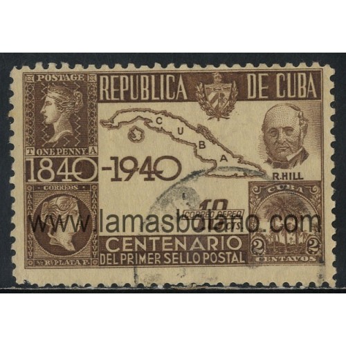 SELLOS CUBA 1940 - CENTENARIO DEL PRIMER SELLO POSTAL DE CUBA - 1 VALOR MATASELLADO - AEREO