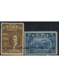 SELLOS CUBA 1942 - IGNACIO AGROMONTE LOYNAZ CENTENARIO NACIMIENTO DEL PATRIOTA - 2 VALORES - CORREO