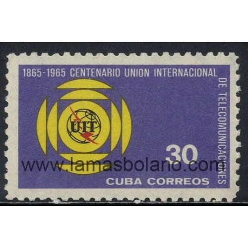 SELLOS CUBA 1965 - CENTENARIO DE LA UNION INTERNACIONAL DE TELECOMUNICACIONES - 1 VALOR - CORREO