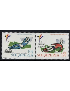 SELLOS DE ALBANIA 2000 - EUROCOPA 2000 CAMPEONATO DE FUTBOL - 2 VALORES
