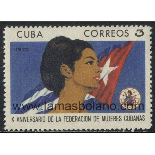 SELLOS CUBA 1970 - 10 ANIVERSARIO DE LA FEDERACION DE MUJERES CUBANAS - 1 VALOR - CORREO