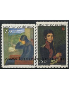 SELLOS CUBA 1970 - DIA DEL SELLO - PINTURA - 2 VALORES - CORREO