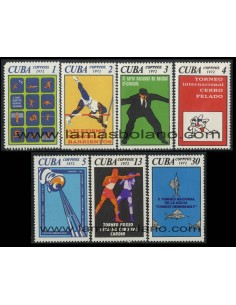 SELLOS CUBA 1972 - ACONTECIMIENTOS DEPORTIVOS DEL AÑO - POSTERS - 7 VALORES - CORREO