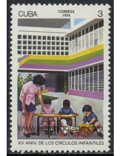 SELLOS CUBA 1976 - 15 ANIVERSARIO DE LAS ESCUELAS MATERNALES - 1 VALOR - CORREO
