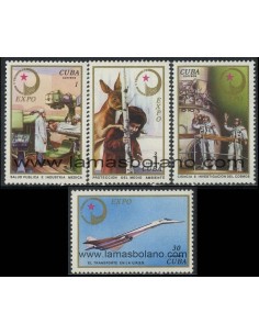SELLOS CUBA 1976 - EXPO 76 CIENCIA Y TECNICA EN URSS - 4 VALORES - CORREO