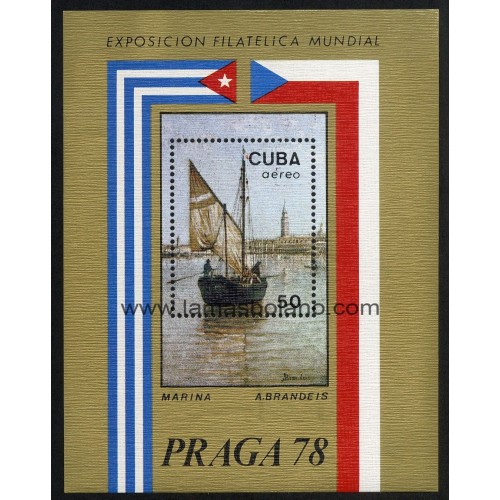 SELLOS CUBA 1978 - PRAGA 78 EXPOSICION FILATELICA MUNDIAL - HOJITA BLOQUE