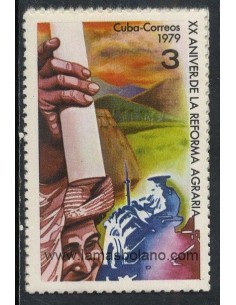 SELLOS CUBA 1979 - REFORMA AGRARIA 25 ANIVERSARIO - 1 VALOR - CORREO