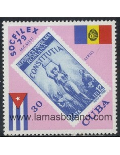 SELLOS CUBA 1979 - SOCFILEX 79 EXPOSICION FILATELICA EN BUCAREST - 1 VALOR - AEREO