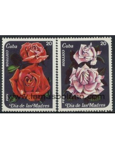 SELLOS CUBA 1984 - FLORES - DIA DE LAS MADRES - 2 VALORES - CORREO