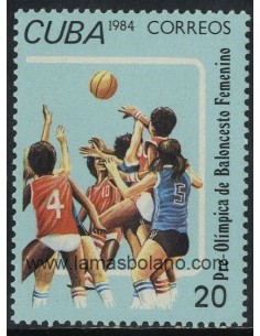 SELLOS CUBA 1984 - PRE OLIMPIADA DE BALONCESTO FEMENINO - 1 VALOR - CORREO