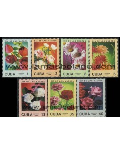 SELLOS CUBA 1988 - DIA DE LAS MADRES - FLORES - 7 VALORES - CORREO