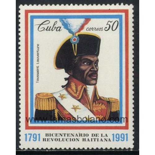 SELLOS CUBA 1991 - BICENTENARIO DE LA REVOLUCION HAITIANA - 1 VALOR - CORREO