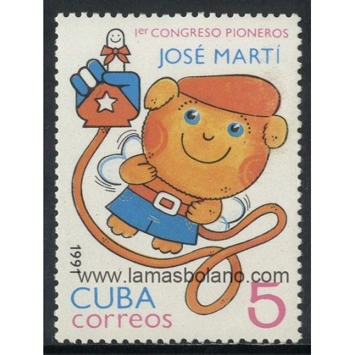 SELLOS CUBA 1991 - PRIMER CONGRESO PIONEROS JOSE MARTI - 1 VALOR - CORREO