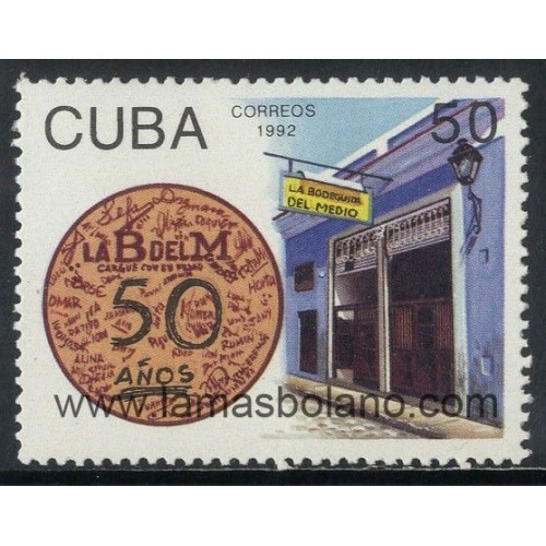 SELLOS CUBA 1992 - LA BODEGUITA DEL MEDIO CINCUENTENARIO - 1 VALOR - CORREO