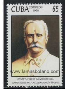 SELLOS CUBA 1998 - MAYOR GENERAL CALIXTO GARCIA IÑIGUEZ CENTENARIO FALLECIMIENTO - 1 VALOR - CORREO