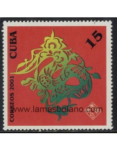 SELLOS CUBA 2001 - AÑO LUNAR CHINO DE LA SERPIENTE - 1 VALOR - CORREO