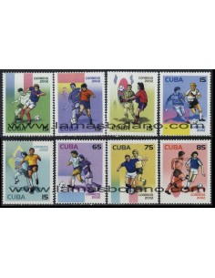 SELLOS CUBA 2002 - COPA DEL MUNDO DE FUTBOL COREA 2002 - 8 VALORES - CORREO